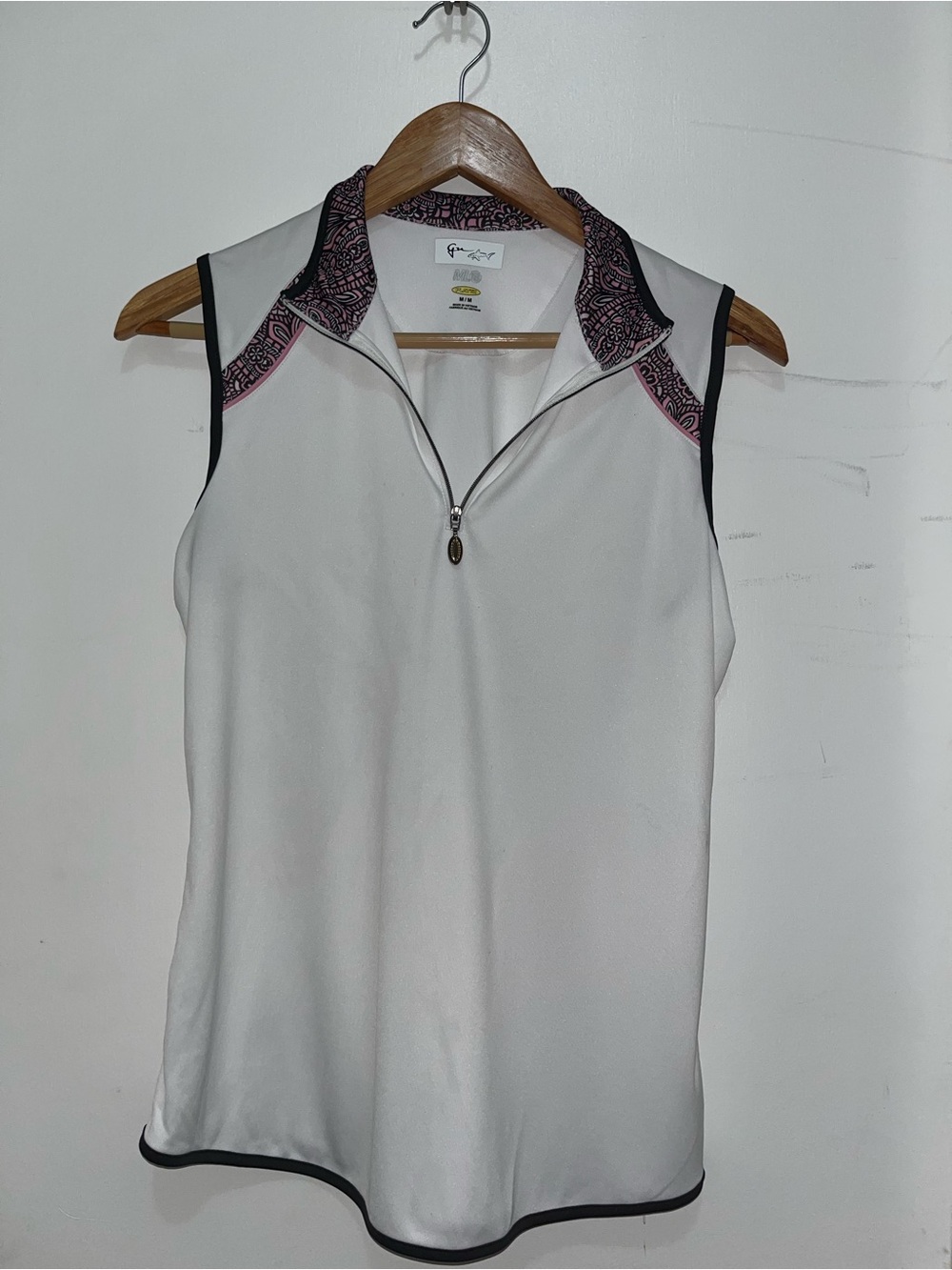 2pc Set - Sleeveless Zip Polo Tank (M) w/ Paisley Print A-Line Skort (S)